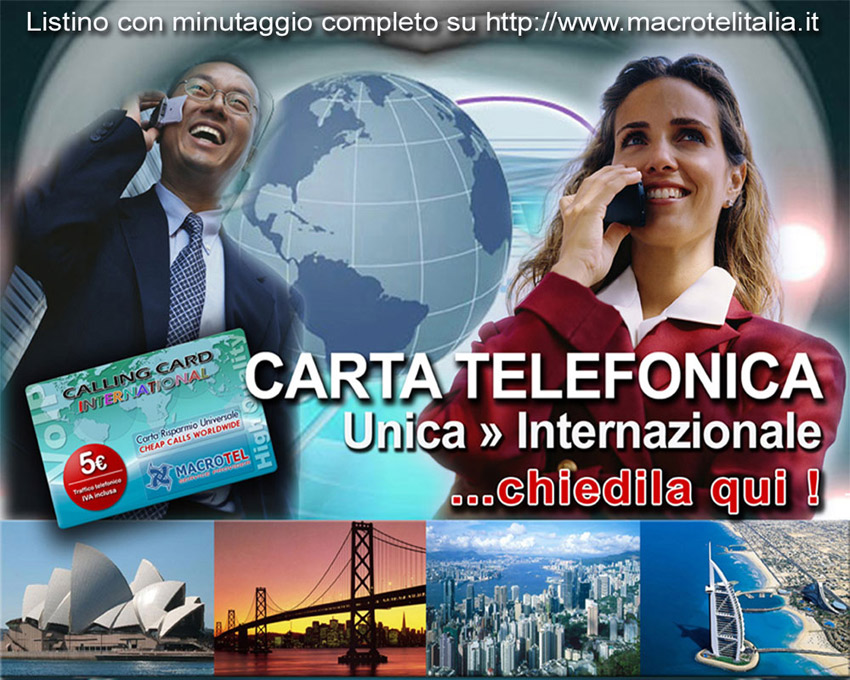 1 € Traffico Carta Telefonica Internazionale "CALLING CARD INTERNATIONAL" 1 € Traffico Carta Telefonica Internazionale "CALLING CARD INTERNATIONAL"